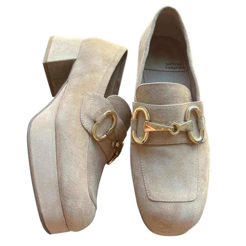 Jeffrey Campbell Tan Suede Platform Loafers - Picture 5 of 12